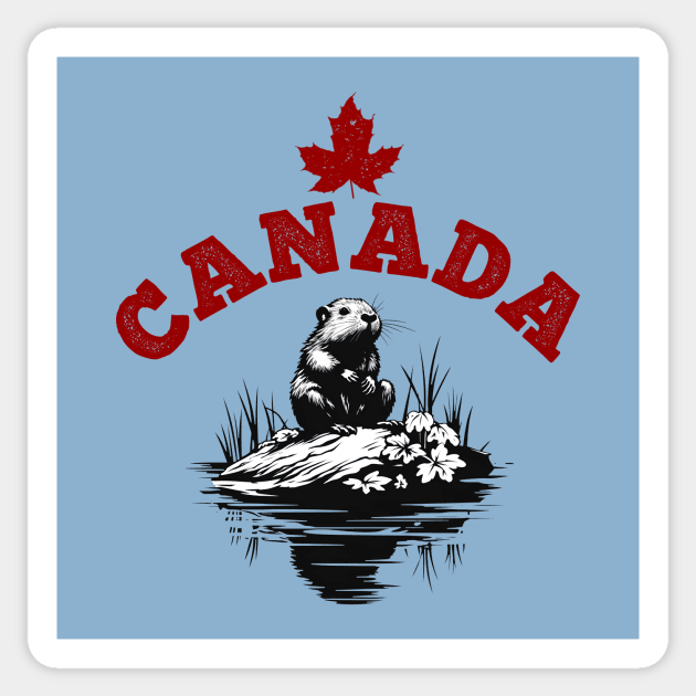 Canadian Beaver Small Sticker by DavidLoblaw